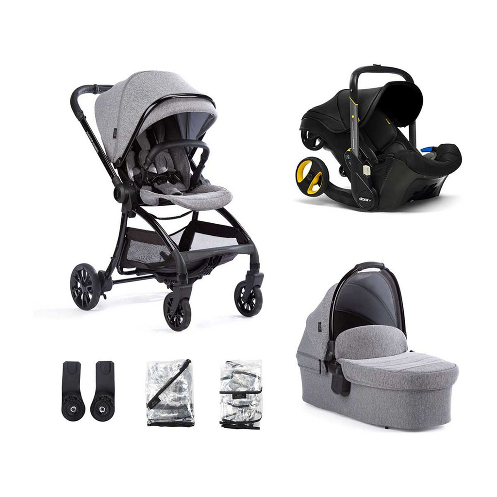 Junior Jones Aylo Grey Marl 6 Piece Travel System inc Doona Nitro Black Car Seat