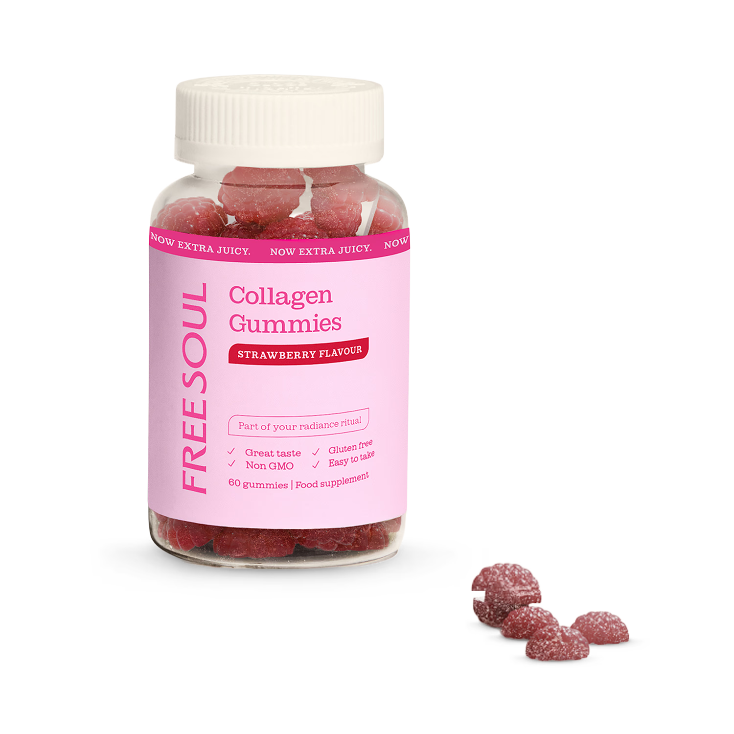 Free Soul collagen gummies strawberry 60 gummies, imported from the UK