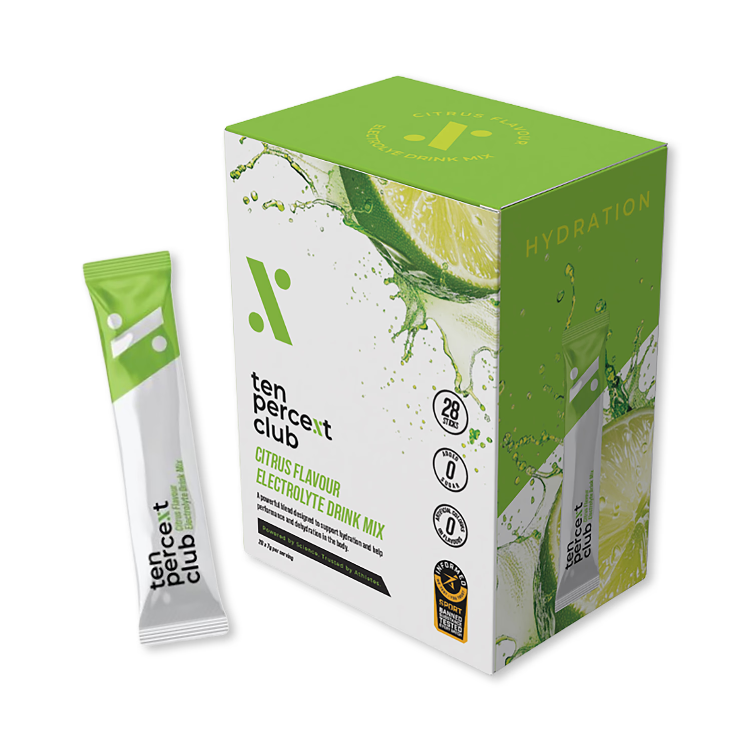 The Ten Percent Club electrolyte powder citrus 28 sachet, UK version