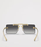 Lunettes de soleil rectangulaires sans monture Versace en métal doré - Produit britannique
