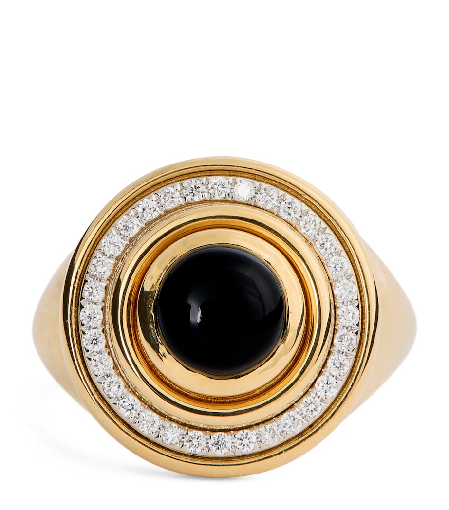 L'Atelier Nawbar Mimette signet pinky ring 18kt yellow gold with diamonds - British product