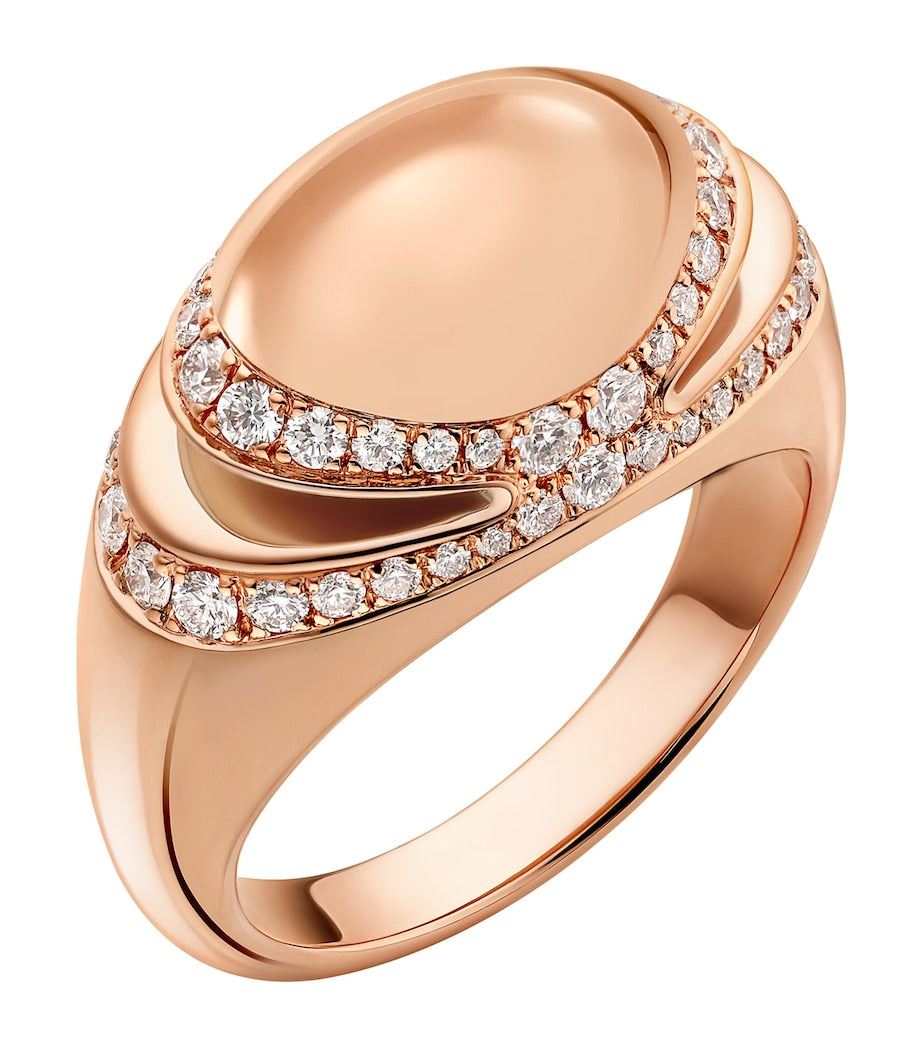 Bvlgari Cabochon ring 18kt rose gold with pavé diamonds, UK version