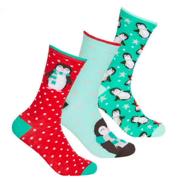 Womens Cotton Rich Festive Socks (3 Pairs) (UK 4-8) GOODS Superdrug Red/Green  