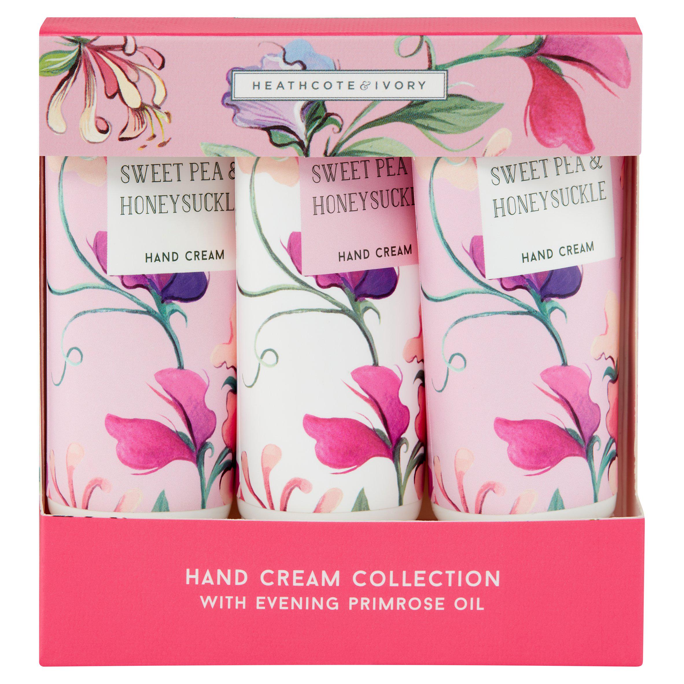 Heathcote & Ivory Sweet Pea & Honey Suckle Hand & Nail Cream Collection x3 30ml GOODS Sainsburys   