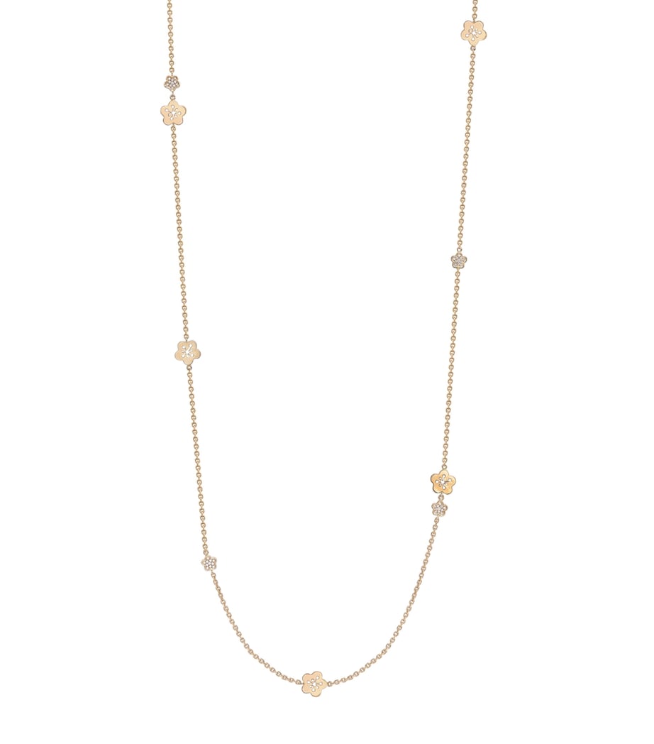Boodles rose gold blossom charm necklace opera length - British product