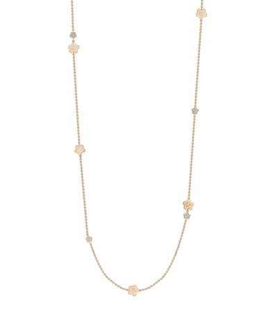 Harrods Boodles Rose Gold and Diamond Long Blossom Charm Necklace- Buy online at McGrocer