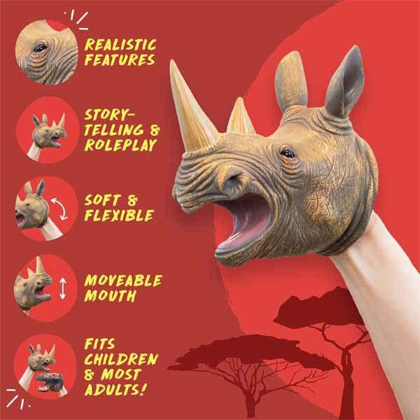 Wild Thingz rhino hand puppet (British brand)