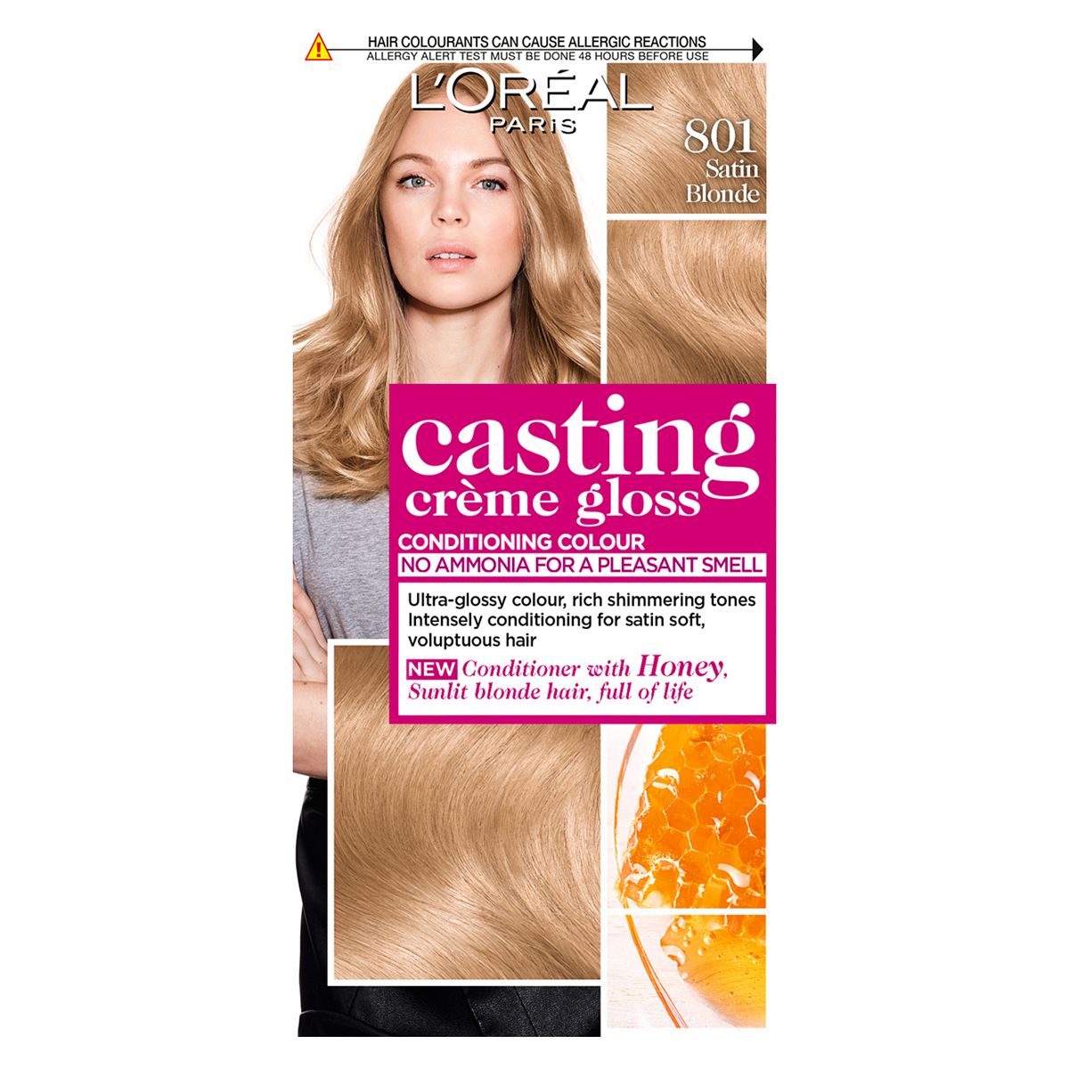 L'Oreal Paris Casting Creme Gloss Semi-Permanent Hair Dye, Blonde Hair Dye 801 Satin Blonde GOODS Boots   