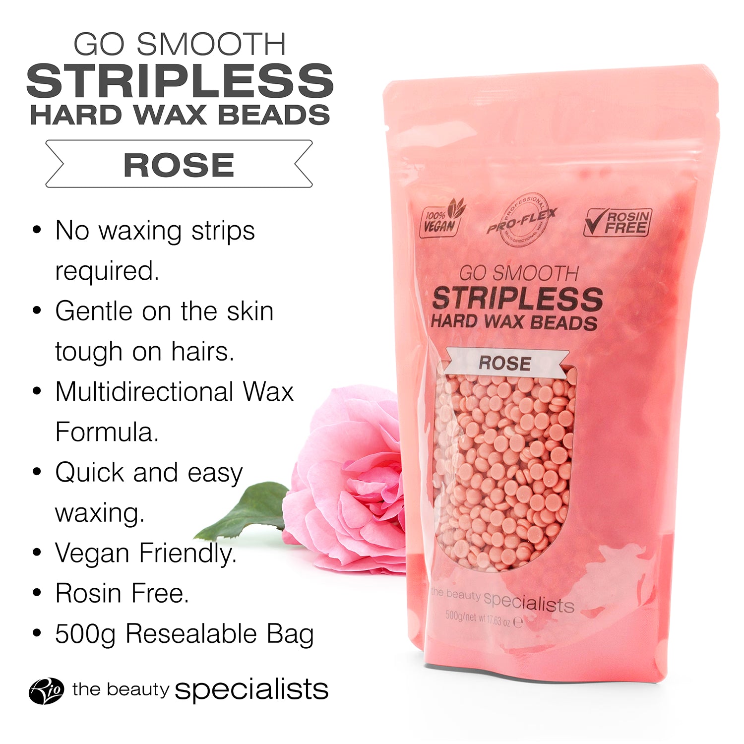 Rio Go Smooth hard wax beads rose 500g 2 pack, UK version
