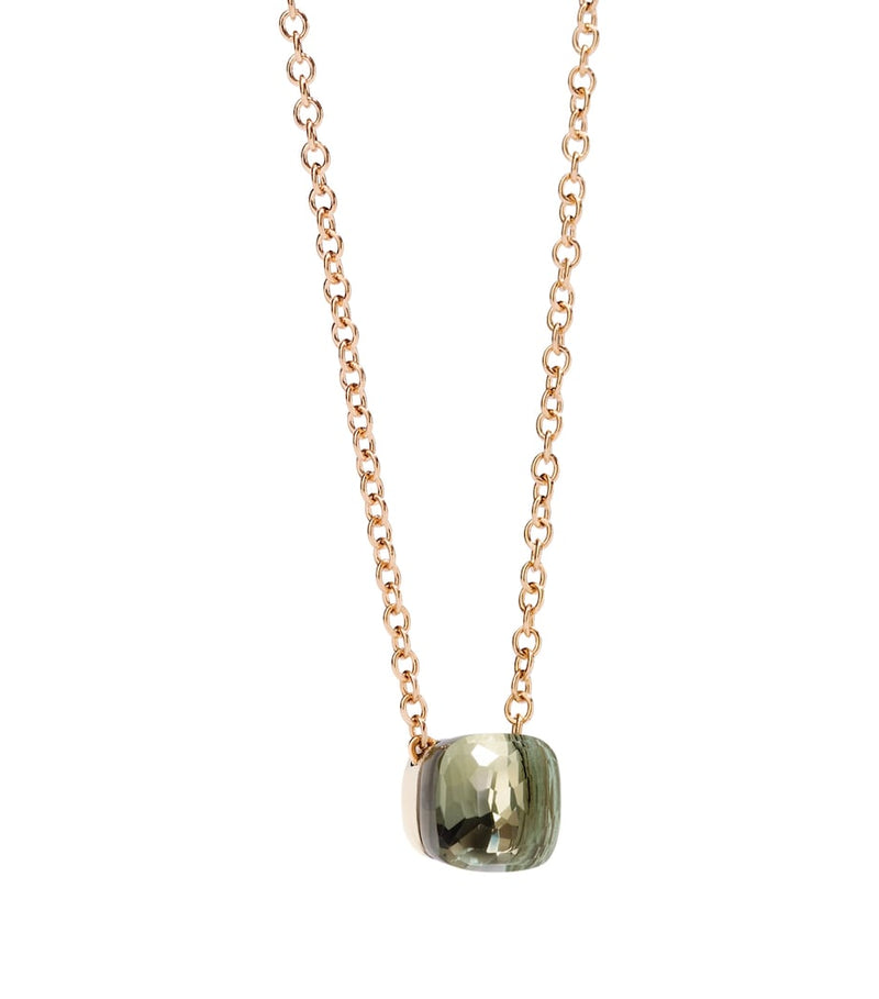 Pomellato Nudo rose gold necklace with green prasiolite, imported from the UK