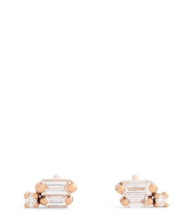 Suzanne Kalan rose gold diamond earrings, imported from the UK