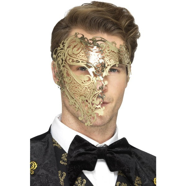 Smiffys deluxe metal filigree phantom mask gold, UK version