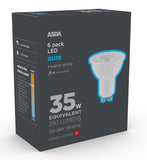 ASDA LED GU10 35W Lightbulb 6PK General Household ASDA   