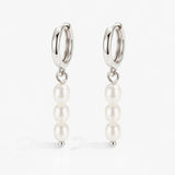 MUCHV small hoop earrings with natural pearl charms, imported from the UK