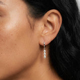 MUCHV small hoop earrings with natural pearl charms, imported from the UK