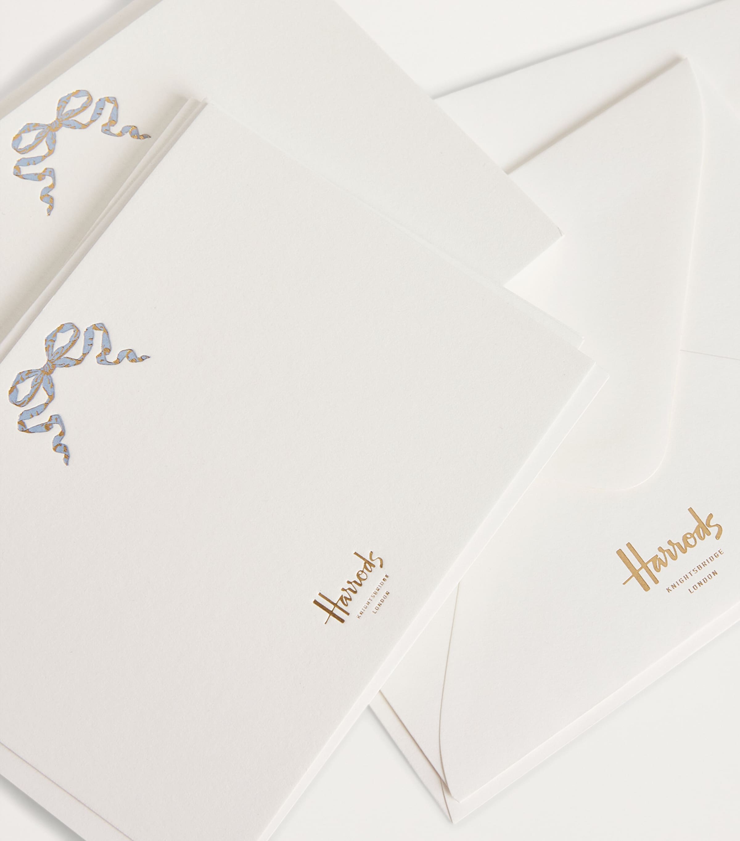 Harrods blue bow cards pack of 10, UK version