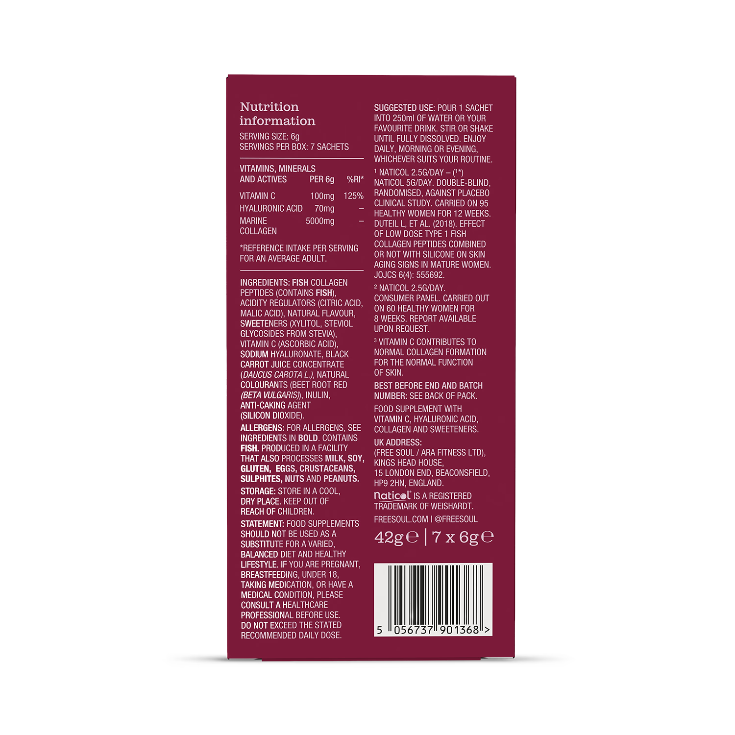 Free Soul Collagen Glow mixed berry sachets (British brand)