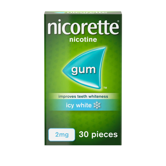 Nicorette Icy White Gum - 2mg, x30 Pieces smoking control Sainsburys   
