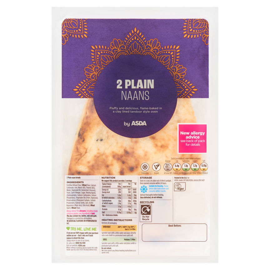 ASDA 2 Plain Naans GOODS ASDA   