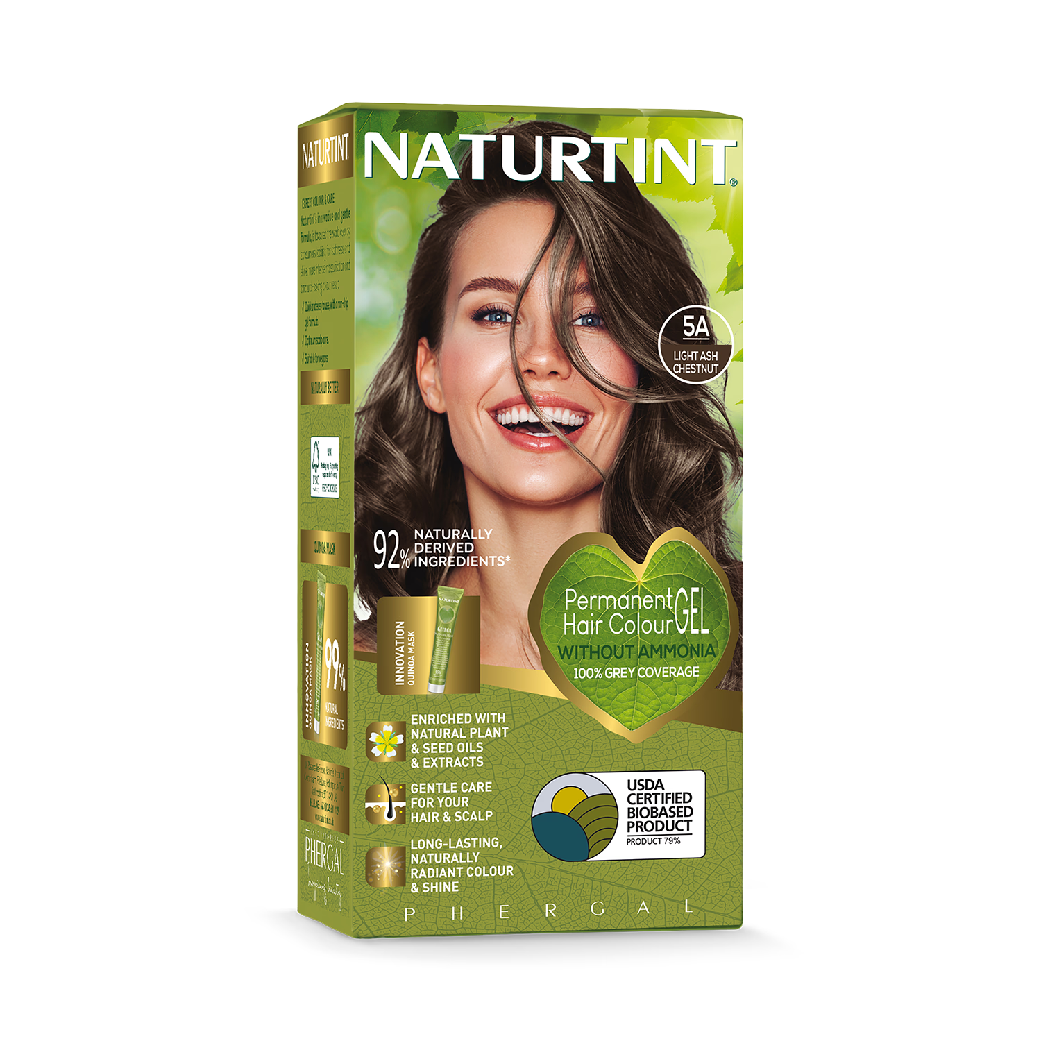 Naturtint hair colour gel 5A Light Ash Chestnut 170ml (British brand)