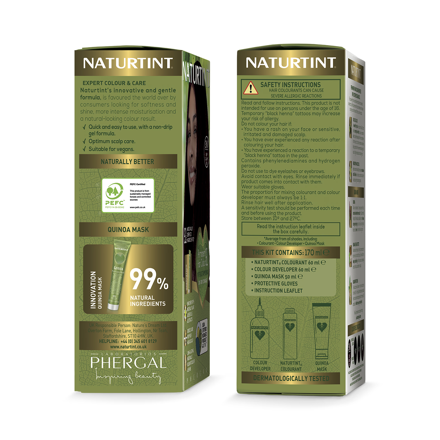Naturtint hair colour gel 5A Light Ash Chestnut 170ml (British brand)