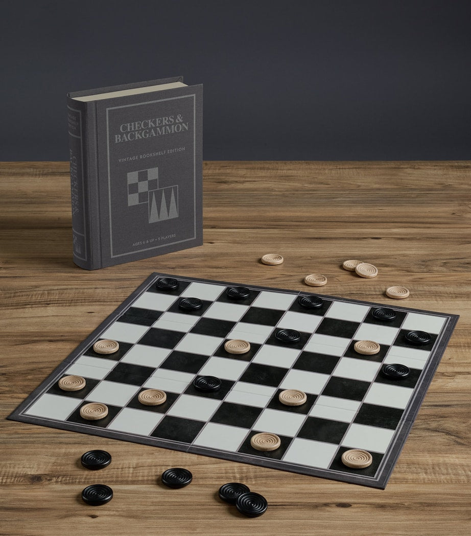 Vintage Bookshelf checkers and backgammon board game (British brand)
