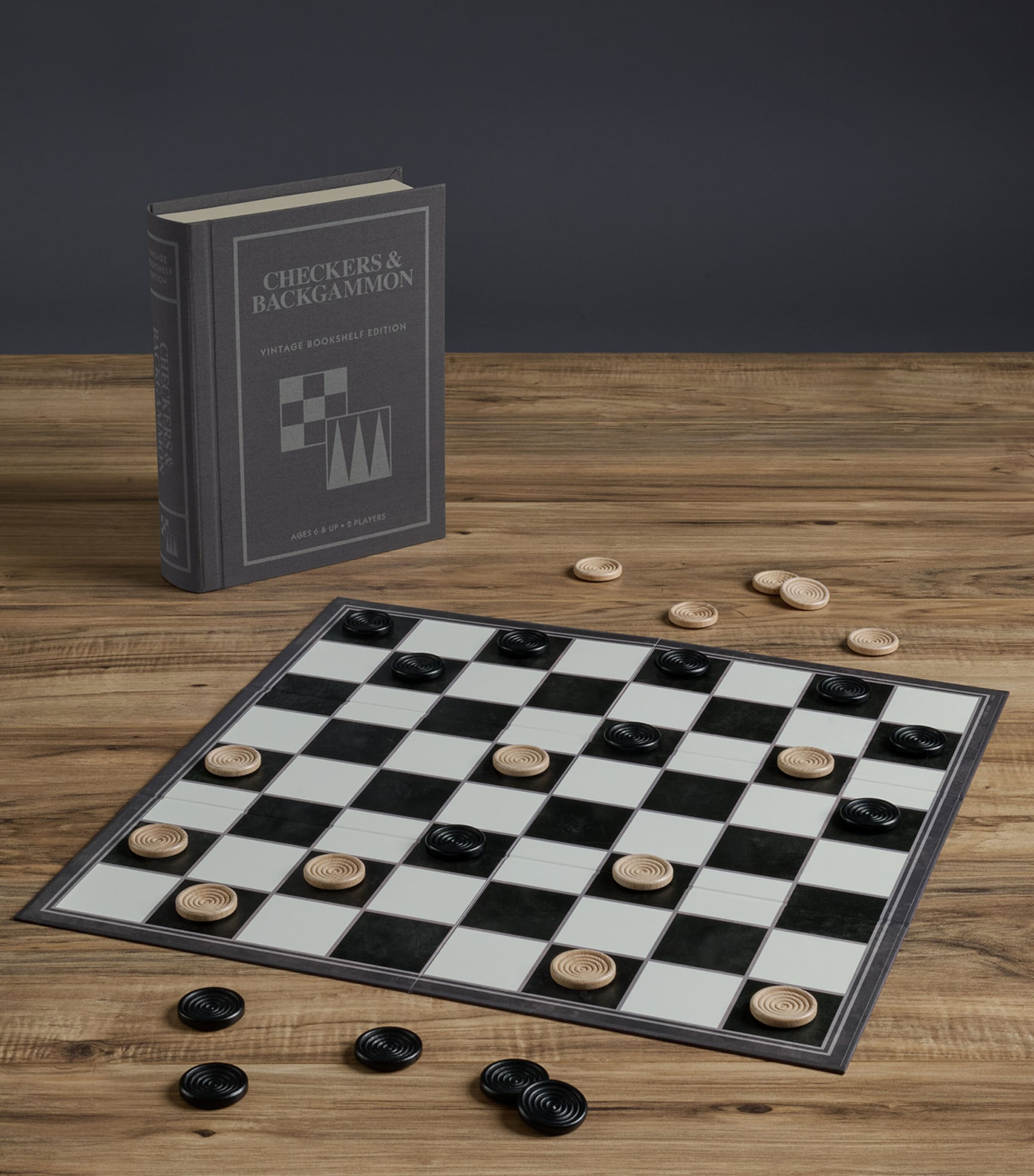 Vintage Bookshelf checkers and backgammon board game (British brand)