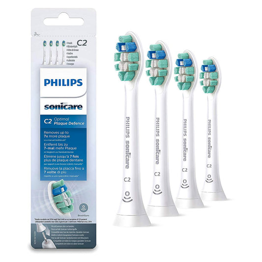 Philips Sonicare C2 Optimal Plaque Defence White Replacement Brushheads - 4pk  HX9024/10 Dental Boots   
