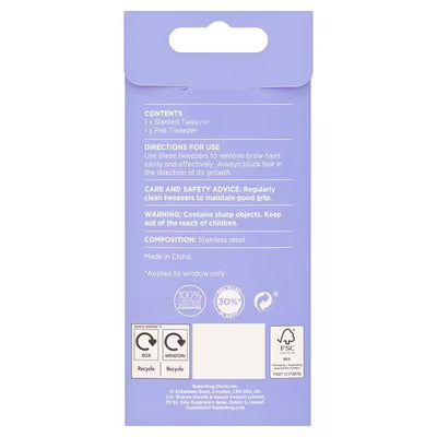 Superdrug Pinsett i rustfritt stål, 2 stk, 9,6 cm