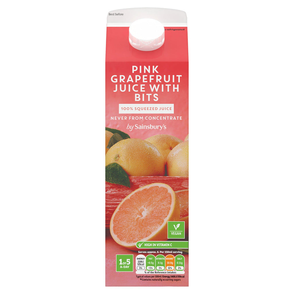 Sainsbury's 100% Pure Squeezed Pink Grapefruit Juice, Not From Concentrate 1L