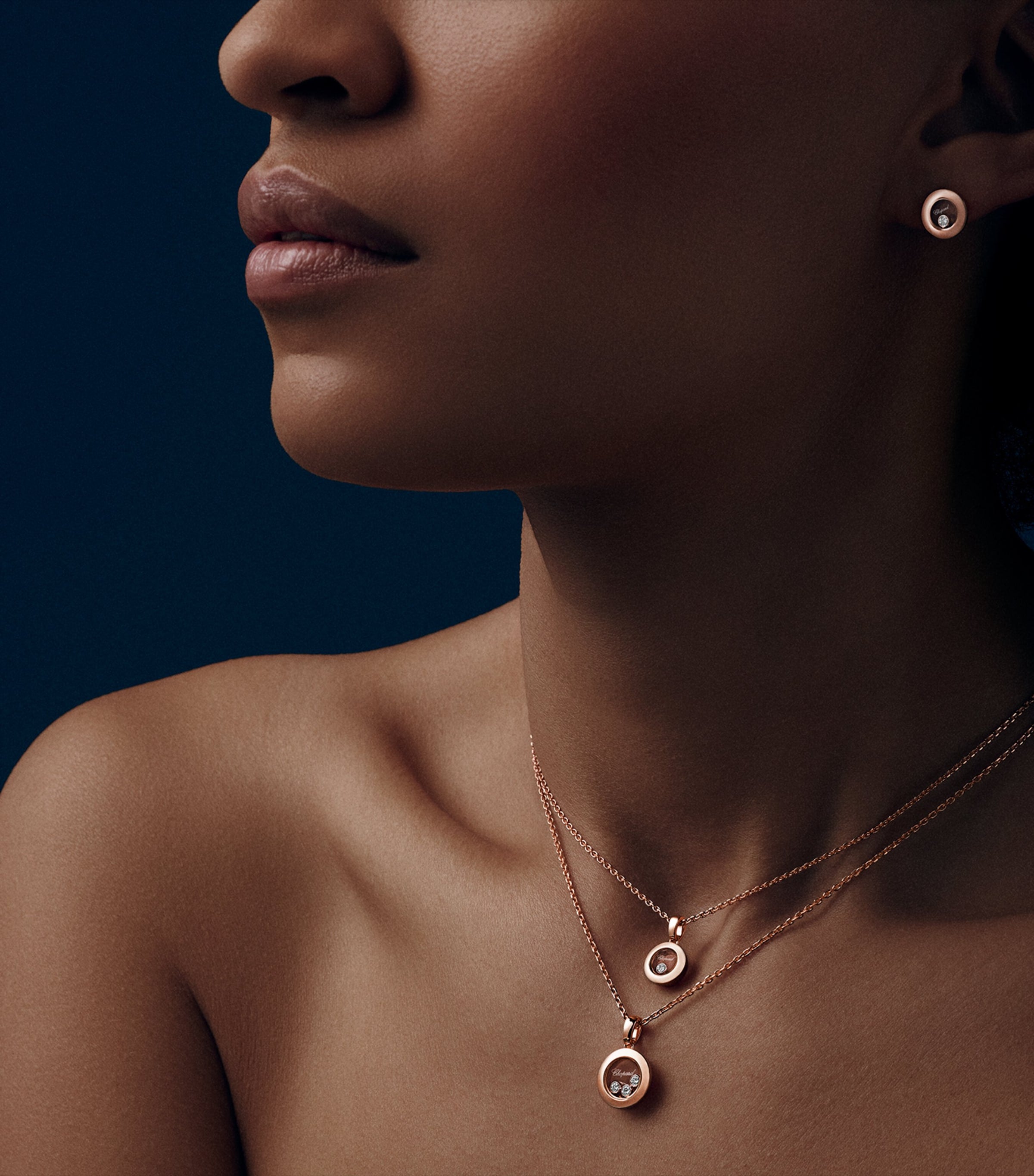 Chopard rose gold diamond pendant (British brand)