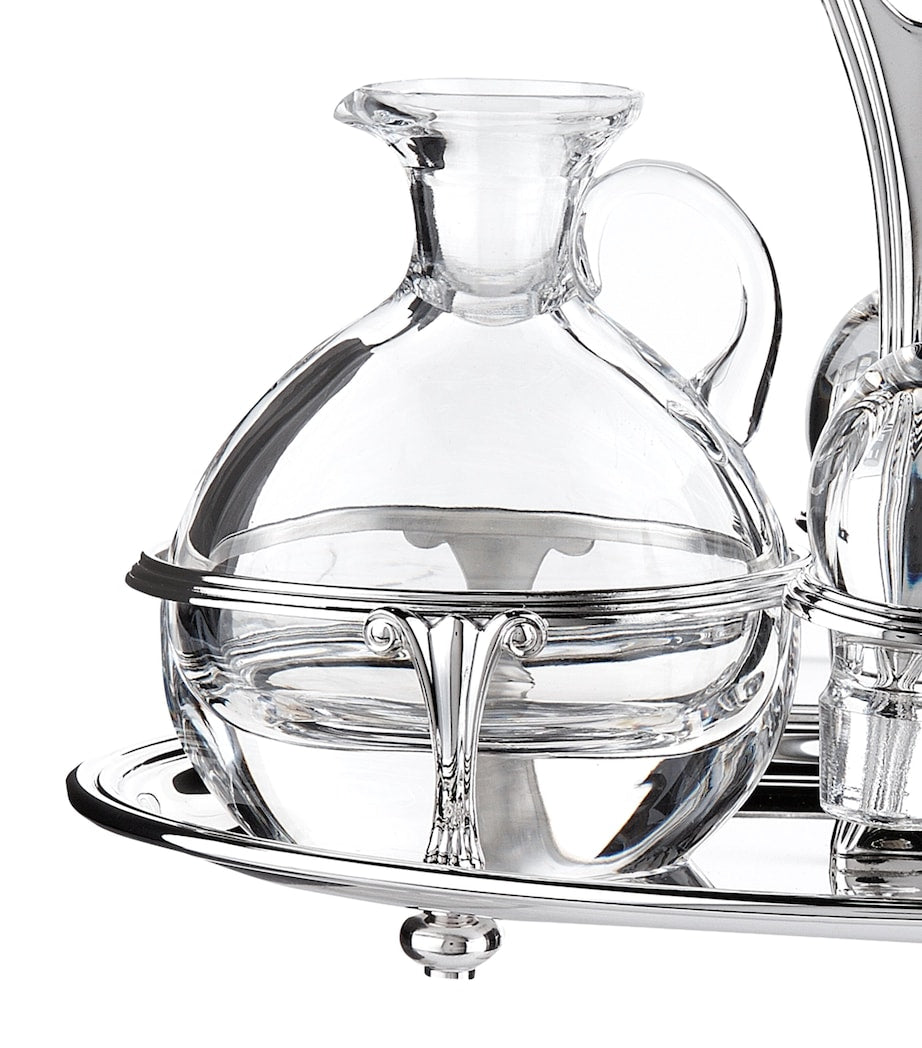 Oval Silver-Plated Cruet Set for Oils and Dressings
