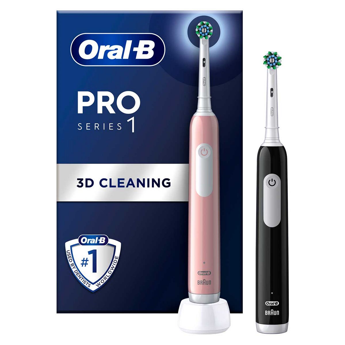 Oral-B Pro Series 1 Electric Toothbrush - Black & Pink Duo Pack GOODS Boots   