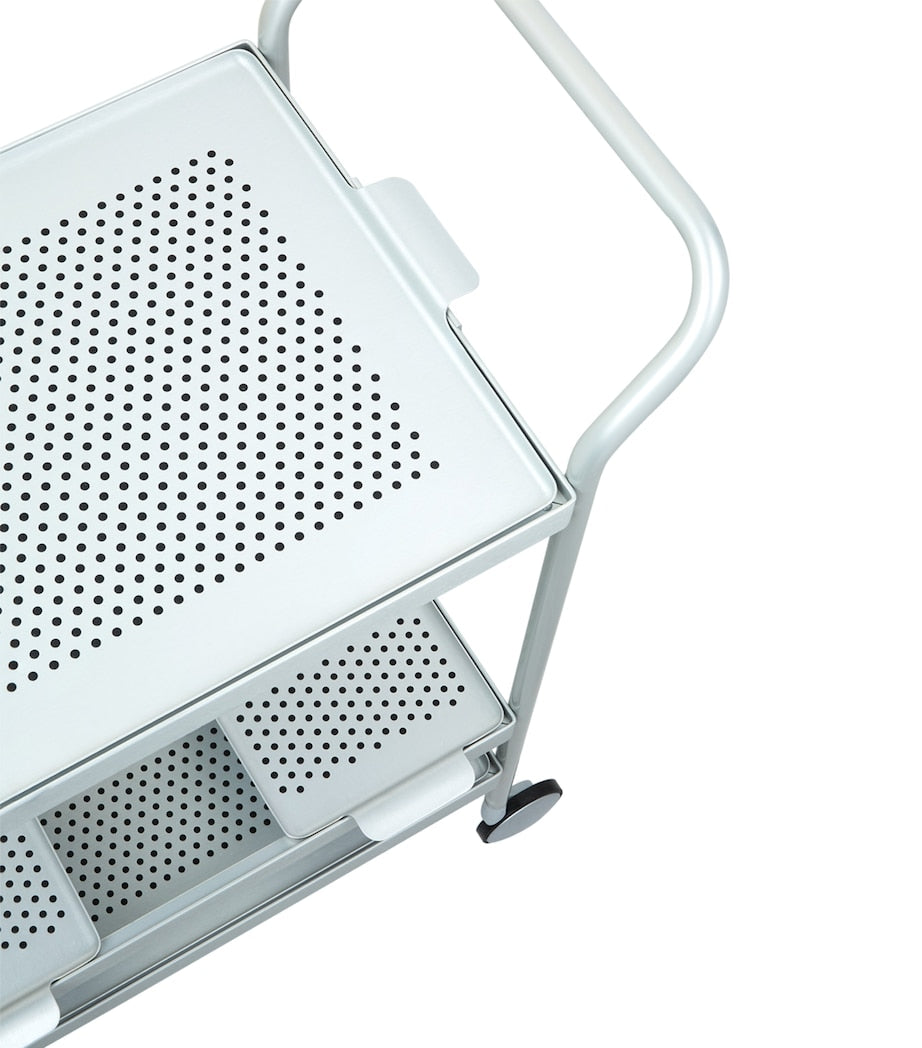 Kaymet aluminium serving trolley with two tiers and wheels, UK version