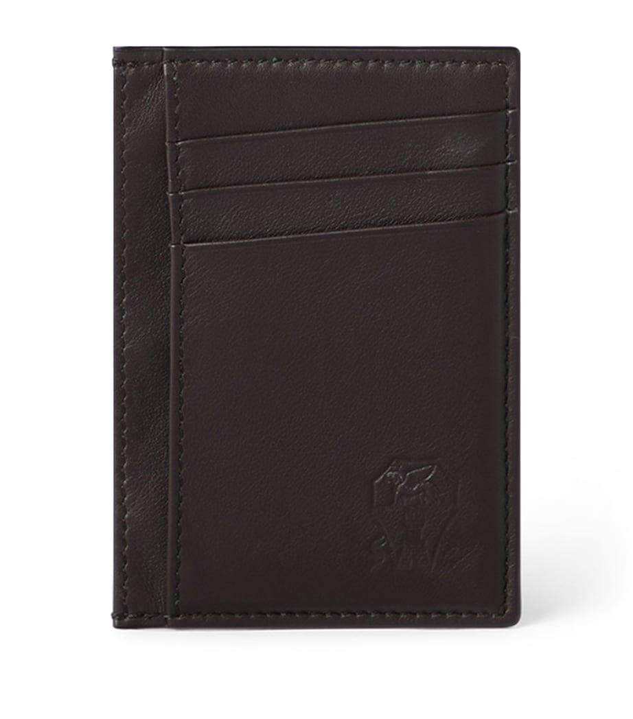 Brunello Cucinelli leather card holder in calfskin, imported from the UK