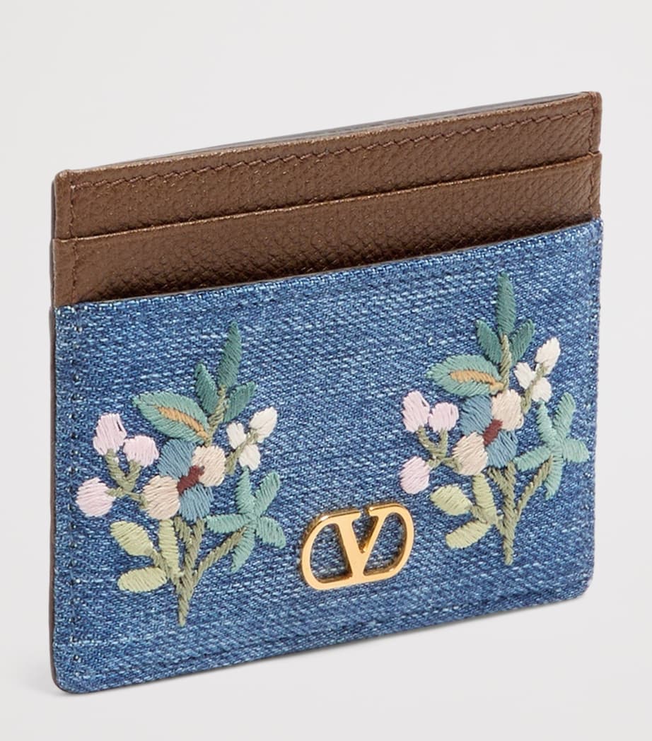 Valentino Garavani denim-leather VLogo signature card holder, UK version