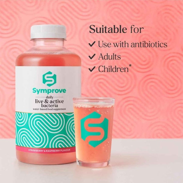 Symprove strawberry and raspberry gut health drink 4x500ml (British brand)