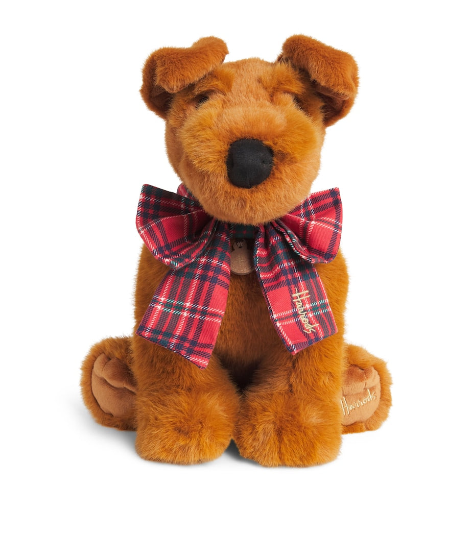 Harrods Tartan-Bow Terrier plush toy 26cm - British product