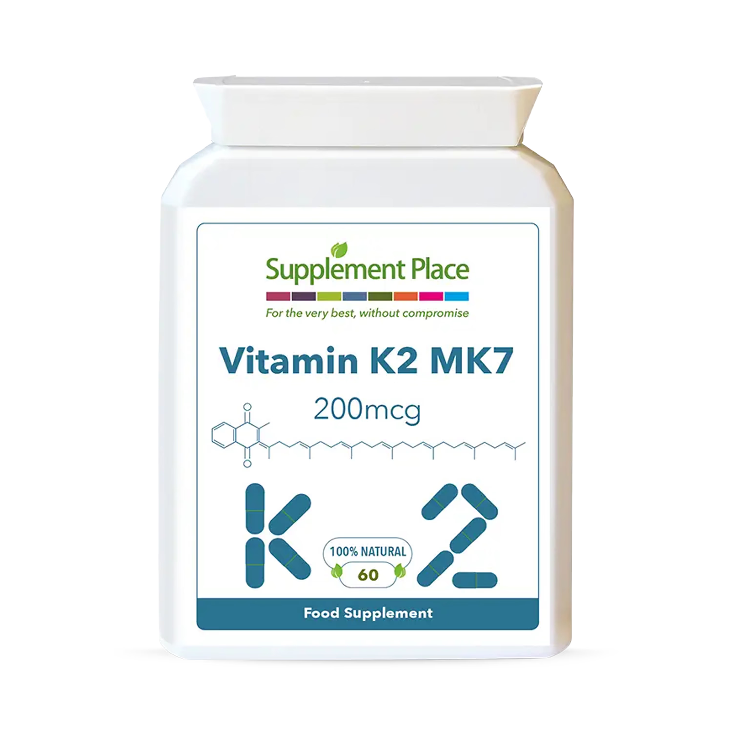 Supplement Place vitamin K2 supplement MK7 200mcg 60 capsules - British product