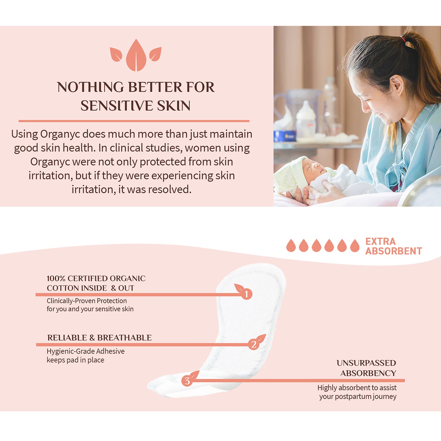 Organyc maternity pads hospital 12 count - British product
