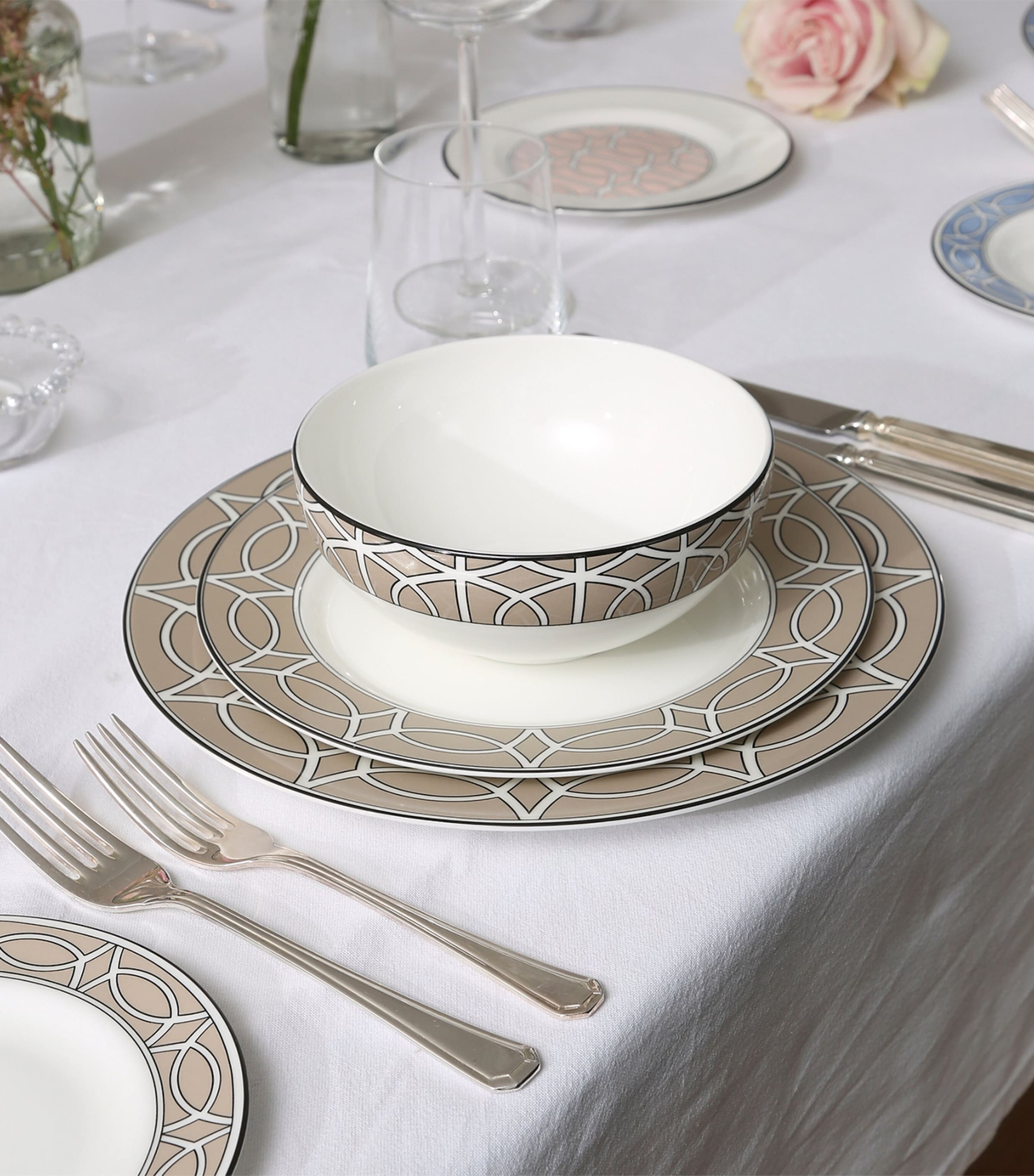 O.W. London geometric print dinner plates set of two, 26cm, imported from the UK
