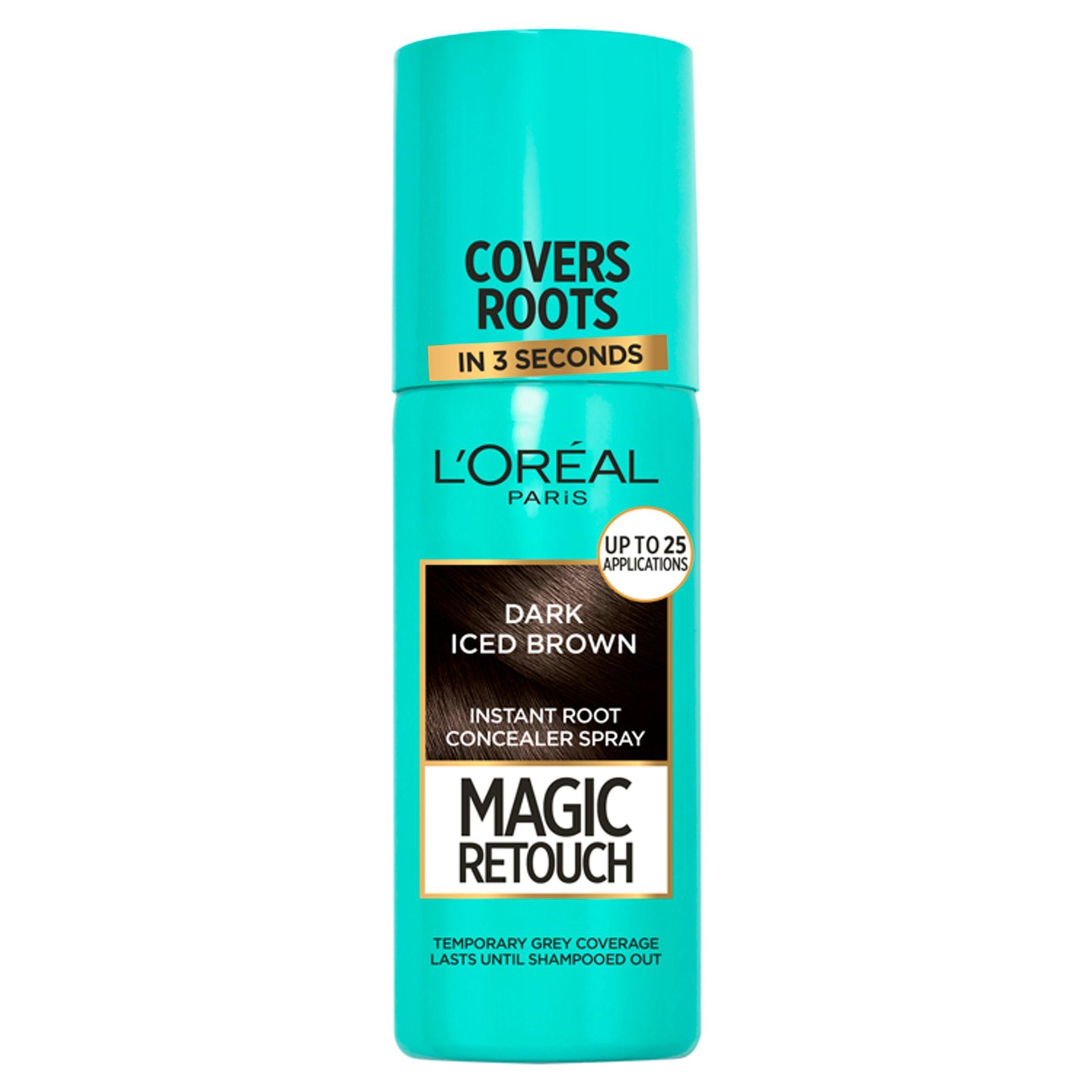 L'Oreal Paris Magic Retouch Temporary Instant Grey Root Concealer Spray Dark Iced Brown Brunette Sainsburys   