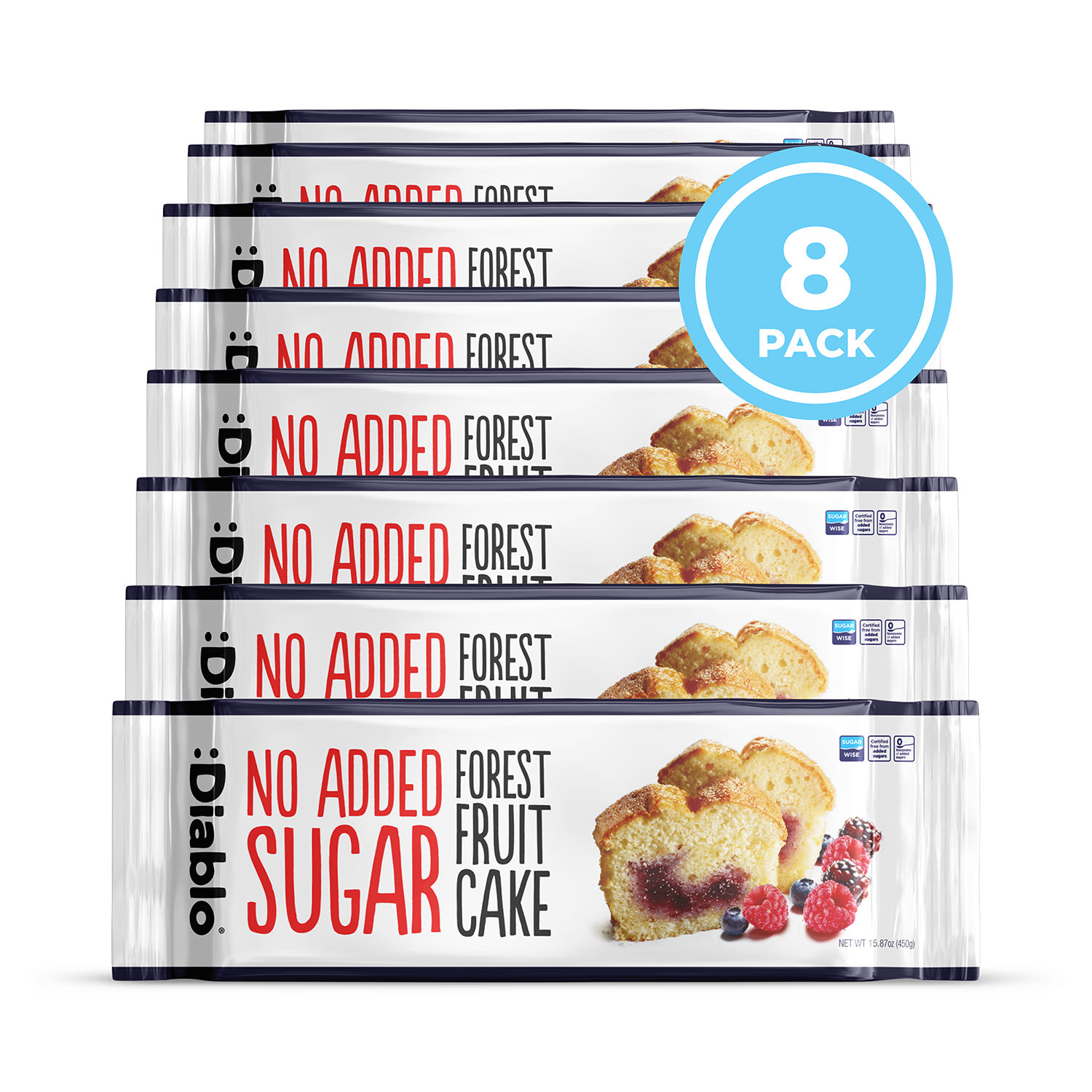 Diablo no added sugar forest fruit cake 450g pack of 8 - British product