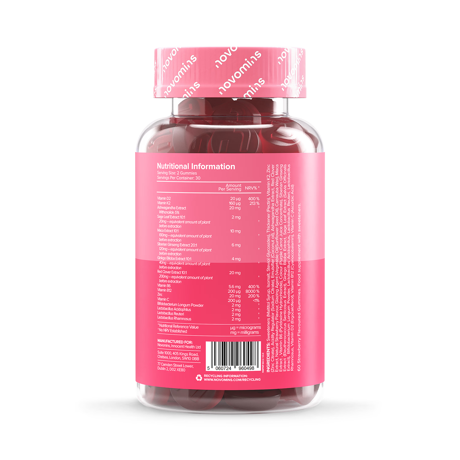 Novomins perimenopause strawberry gummies 60 count (British brand)