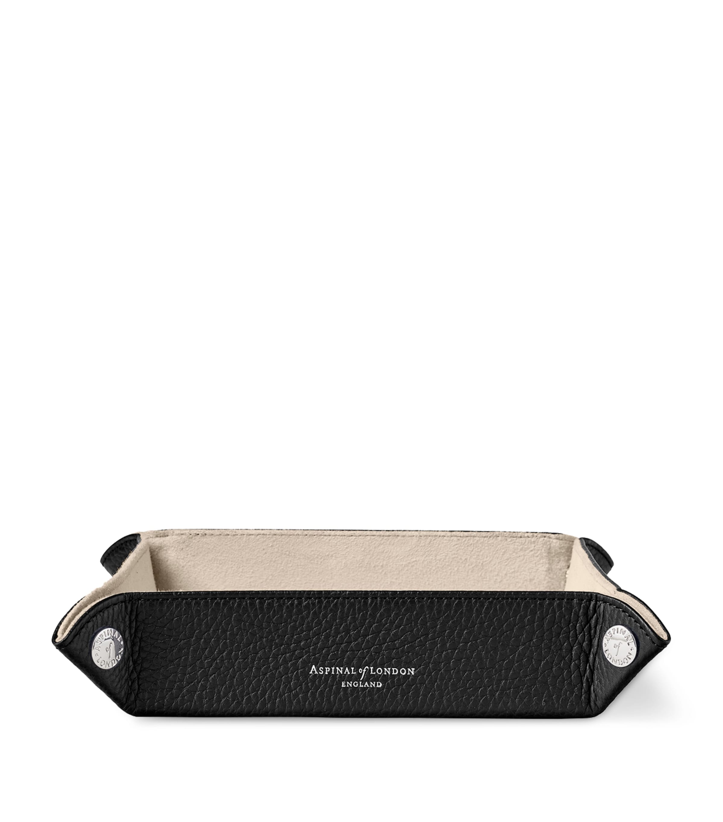 Aspinal of London Medium Leather Tidy Tray 20cm x 20cm - British product