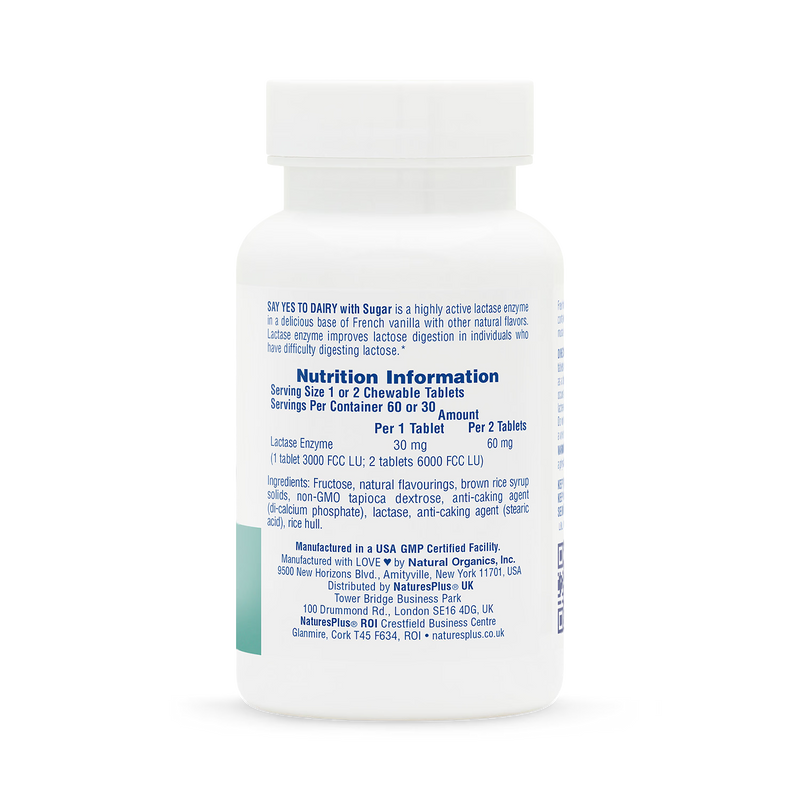 NaturesPlus Say Yes to Dairy 60 chewable tablets - British product