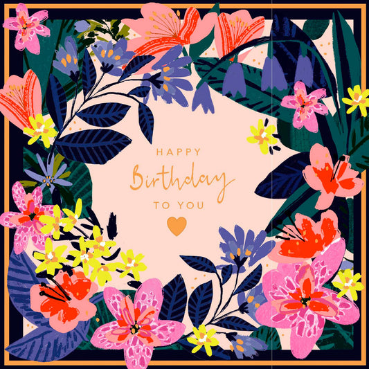 Sainsbury's Happy Birthday Card Floral Wreath Greeting Card GOODS Sainsburys   