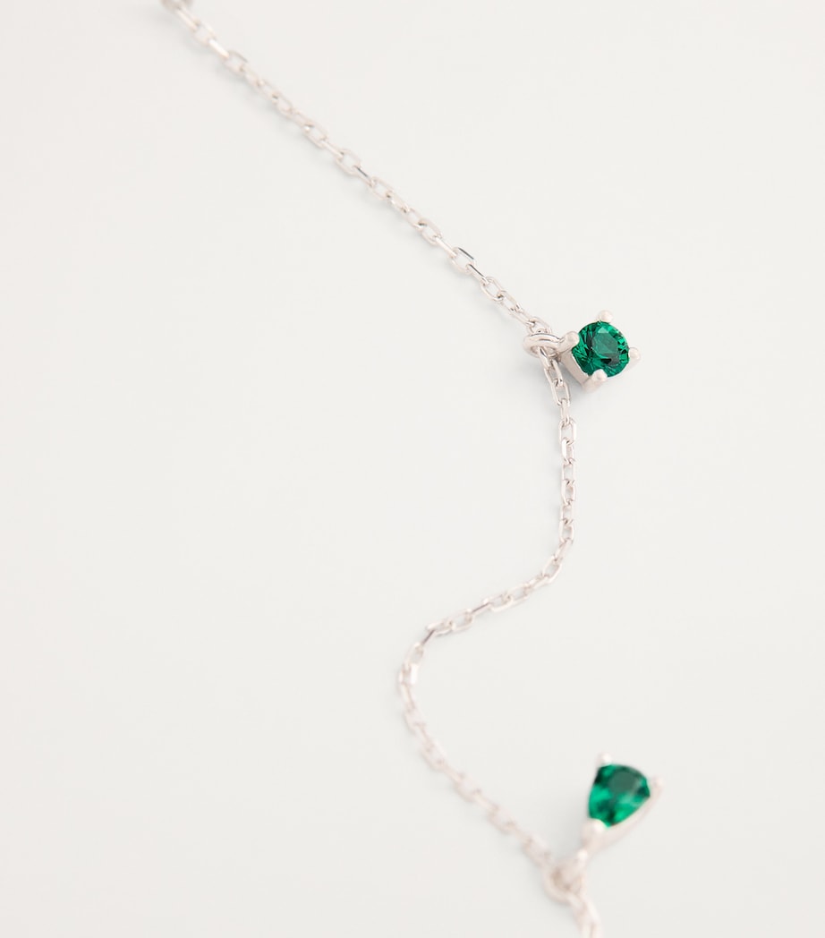 Astrid & Miyu white gold emerald charm necklace 39cm - British product