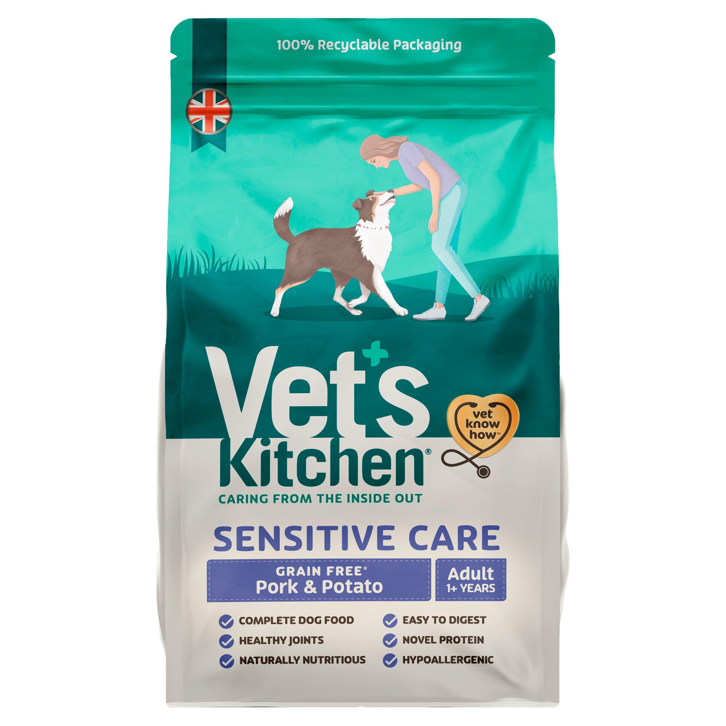 Vet's Kitchen Adult Sensitive Grain-Free Pork & Potato 2.2kg Dry dog food Sainsburys   