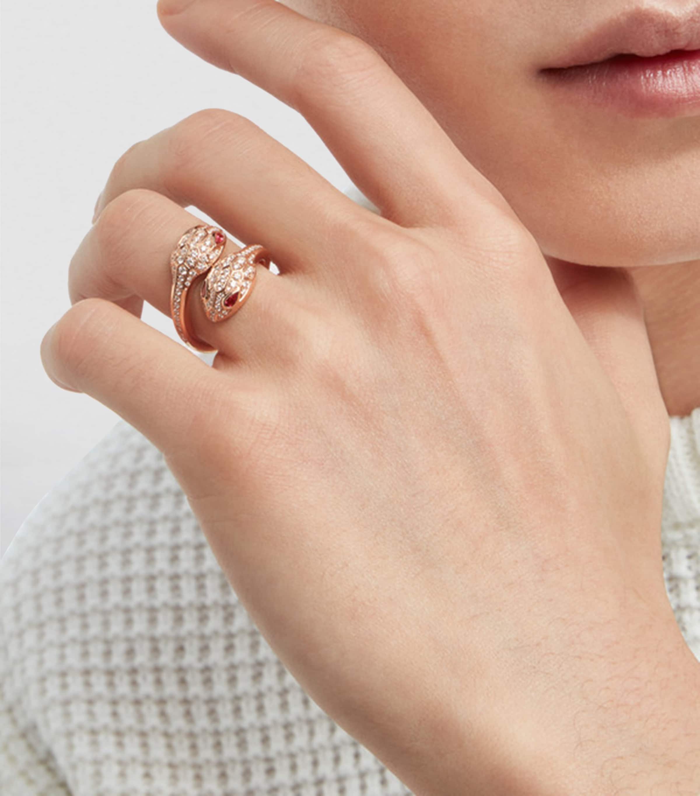 Bvlgari Serpenti Seduttori ring rose gold diamond rubellite, UK version